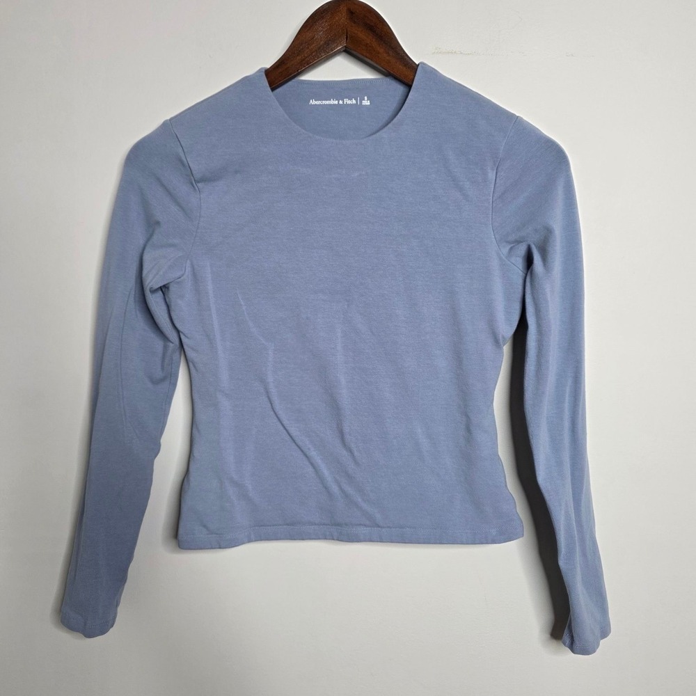 Abercrombie & Fitch Crewneck Top Women's Size S Small Blue Long Sleeve Essential